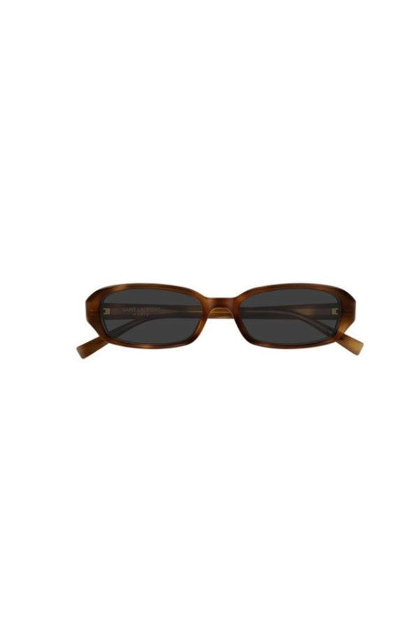 SL872ERIN004 Havana by Saint Laurent - slim rectangular sunglasses with havana frame and grey lenses, perfect for modern 90s inspired styling.