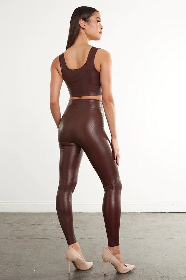 Commando | Faux Leather Legging W/ Perfect Control Oxblood | Girls With Gems