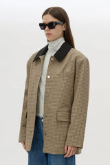 Sage Check Jacket Walnut Check by Camilla and Marc - check jacket with contrast collar and patch pockets, designed for a modern tailored look.