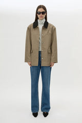 Sage Check Jacket Walnut Check by Camilla and Marc - check jacket with contrast collar and patch pockets, designed for a modern tailored look.