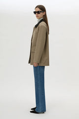 Sage Check Jacket Walnut Check by Camilla and Marc - check jacket with contrast collar and patch pockets, designed for a modern tailored look.