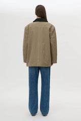 Sage Check Jacket Walnut Check by Camilla and Marc - check jacket with contrast collar and patch pockets, designed for a modern tailored look.
