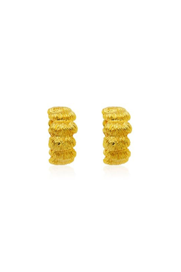 Samira Earrings by Amber Sceats – sculptural 24k gold plated earrings with textured fan detailing.