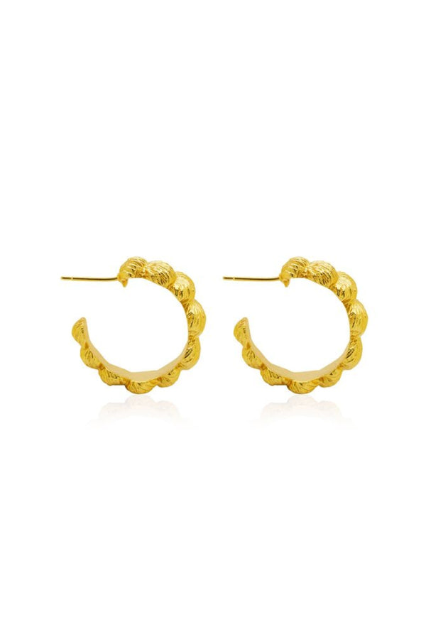Samira Earrings by Amber Sceats – sculptural 24k gold plated earrings with textured fan detailing.