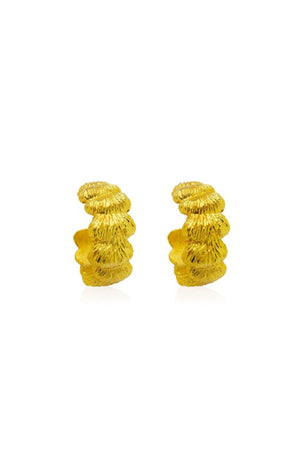 Samira Earrings by Amber Sceats – sculptural 24k gold plated earrings with textured fan detailing.
