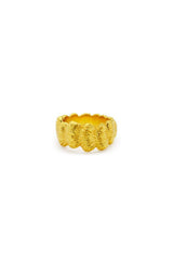 Samira Ring by Amber Sceats – sculptural 24k gold plated ring with textured fan detailing.