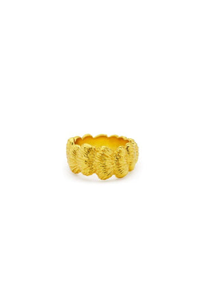 Samira Ring by Amber Sceats – sculptural 24k gold plated ring with textured fan detailing.
