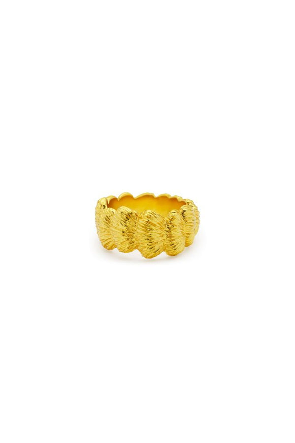 Samira Ring by Amber Sceats – sculptural 24k gold plated ring with textured fan detailing.