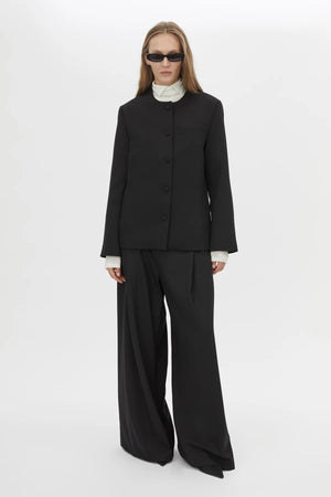 San Jacket Black by Camilla and Marc - fitted collarless blazer with covered buttons and sleek tailoring, perfect for refined work or evening styling.