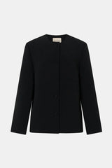 San Jacket Black by Camilla and Marc - fitted collarless blazer with covered buttons and sleek tailoring, perfect for refined work or evening styling.