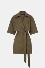 Sander Dress in Sable Marle by Camilla and Marc, a trench-style mini dress with belt, storm flaps, and structured tailoring.