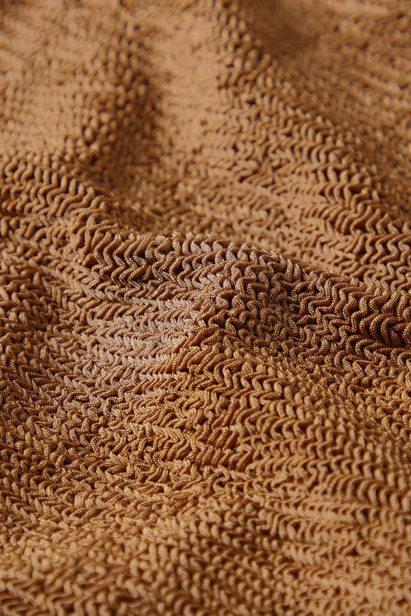 Sandy Swim Metallic by Hunza G – a halter one piece with crinkle fabric and stretch fit. Perfect for summer styling.