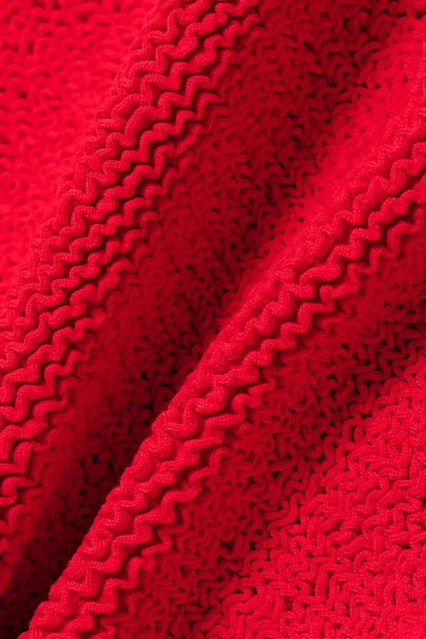 Sandy Swim in Red by Hunza G, halterneck one-piece in sculpting seersucker crinkle fabric. Timeless, flattering, and vacation-ready.