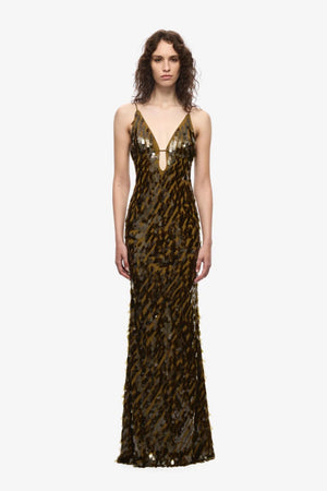 Sapphire Sequin Maxi Dress Plantation by Misha - plunging sequin maxi dress with spaghetti straps and body-con silhouette, perfect for statement evenings.