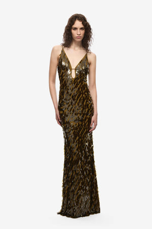 Sapphire Sequin Maxi Dress Plantation by Misha - plunging sequin maxi dress with spaghetti straps and body-con silhouette, perfect for statement evenings.