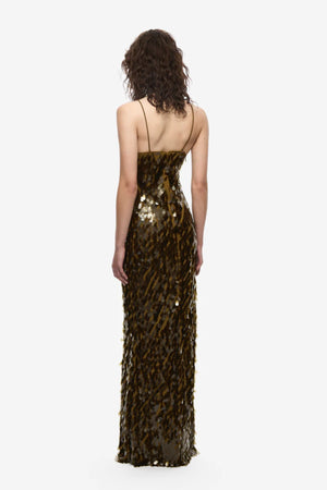 Sapphire Sequin Maxi Dress Plantation by Misha - plunging sequin maxi dress with spaghetti straps and body-con silhouette, perfect for statement evenings.