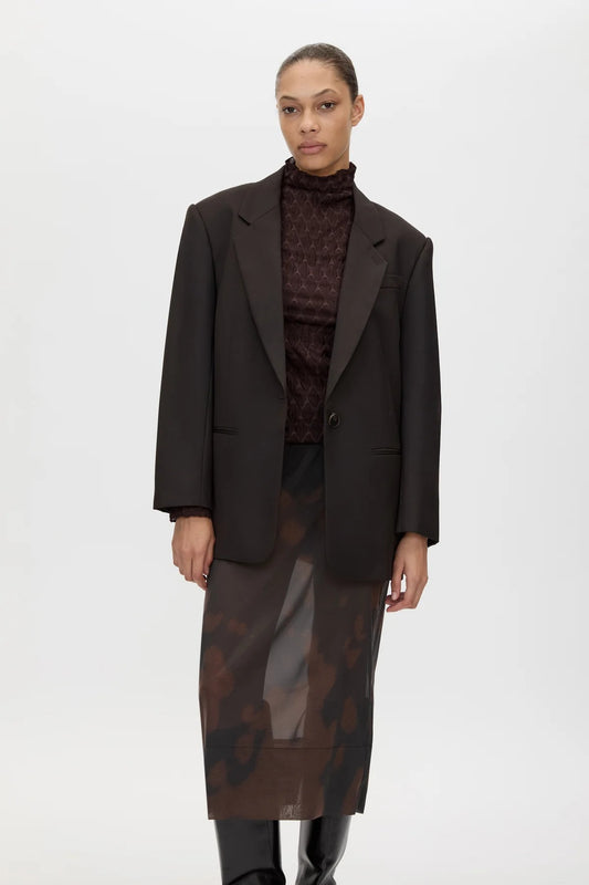 Saxony Oversized Blazer Espresso by Camilla and Marc - oversized blazer with structured shoulders and wool blend, designed for a polished modern look.