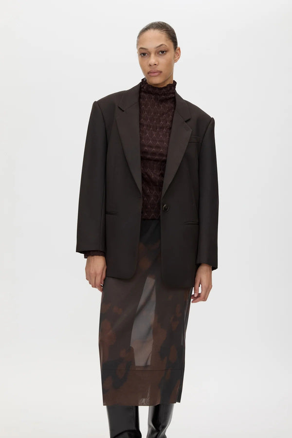 Saxony Oversized Blazer Espresso by Camilla and Marc - oversized blazer with structured shoulders and wool blend, designed for a polished modern look.
