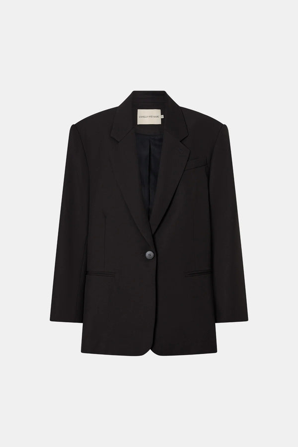 Saxony Oversized Blazer Espresso by Camilla and Marc - oversized blazer with structured shoulders and wool blend, designed for a polished modern look.
