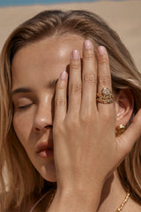 Sayaka Ring by Amber Sceats, crystal and gold statement ring, perfect for elevated evening or occasion styling.