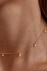 Scattered Light Choker by By Charlotte – 18k gold vermeil choker with cubic zirconia pendants on fine chain.