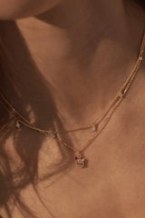 Scattered Light Choker by By Charlotte – 18k gold vermeil choker with cubic zirconia pendants on fine chain.