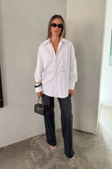 Sebastian Oversized Shirt White by Sneaky Link – a crisp cotton shirt with oversized fit and panel detail. Perfect for elevated styling.