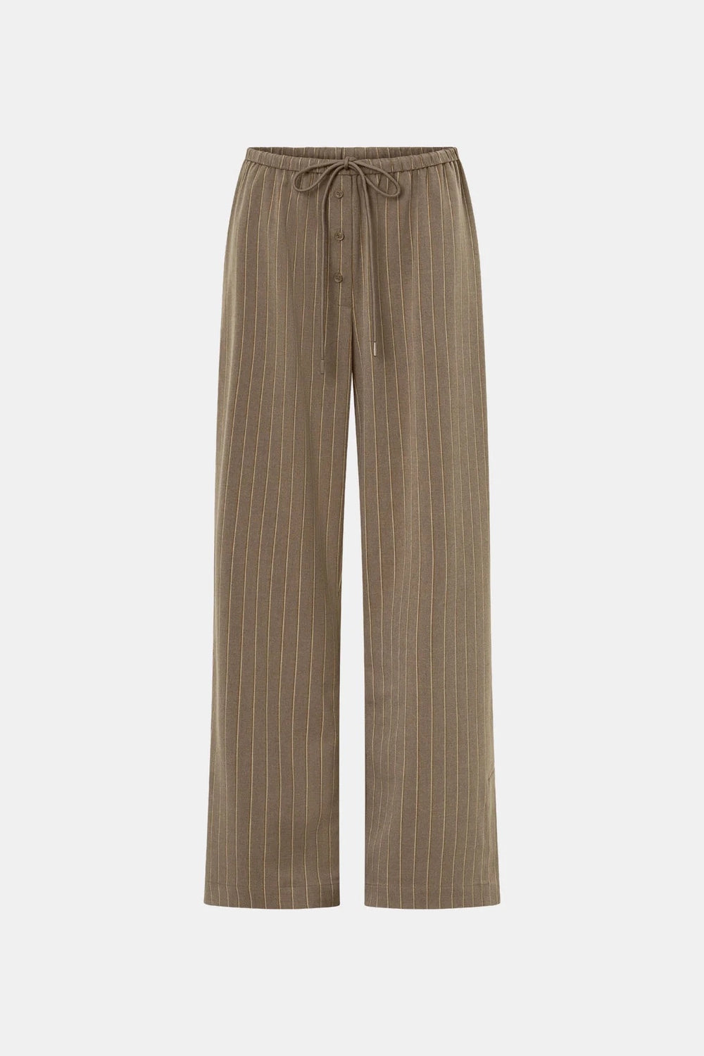 Sedona Stripe Pant Mocha Stripe by Camilla and Marc – relaxed striped pants with drawcord waist and fluid drape.