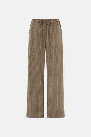 Sedona Stripe Pant Mocha Stripe by Camilla and Marc – relaxed striped pants with drawcord waist and fluid drape.