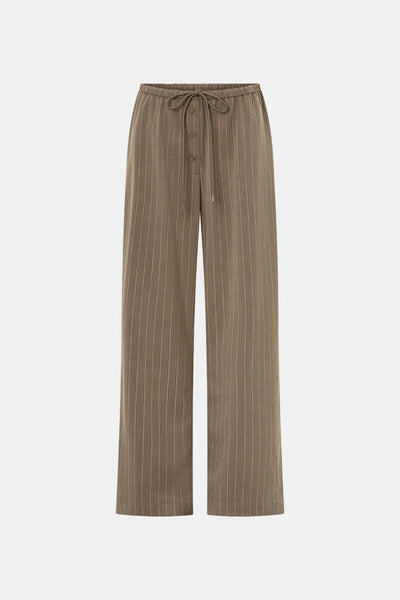 Sedona Stripe Pant Mocha Stripe by Camilla and Marc – relaxed striped pants with drawcord waist and fluid drape.