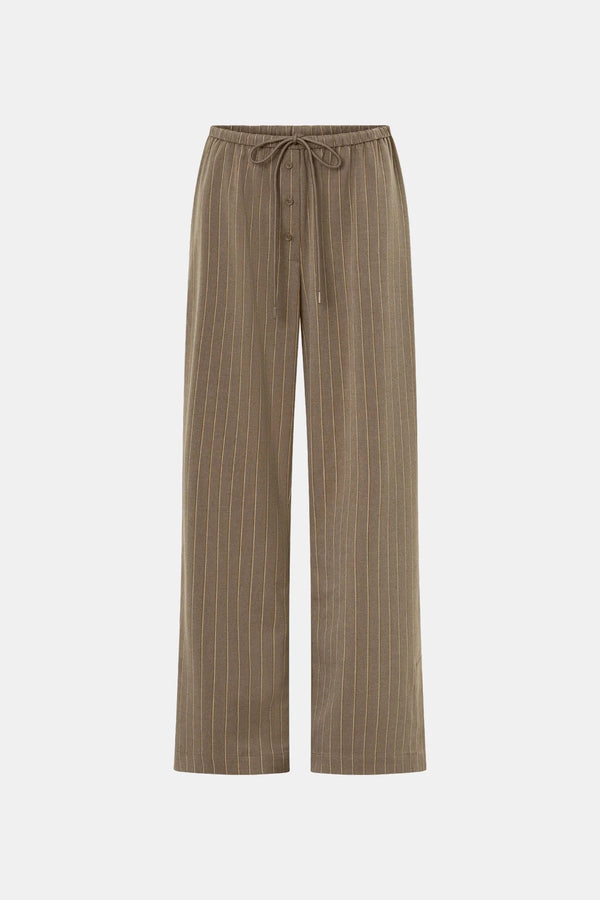 Sedona Stripe Pant Mocha Stripe by Camilla and Marc – relaxed striped pants with drawcord waist and fluid drape.