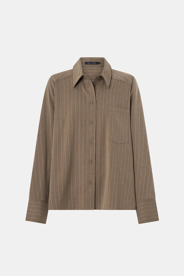 Sedona Striped Shirt Mocha Stripe by Camilla and Marc – relaxed striped shirt with raglan sleeves and soft drape.