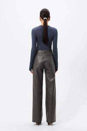 Sedona Top Sapphire by Mossman - ribbed jersey top with V neckline and thumbhole sleeves, designed for a sleek fitted look.