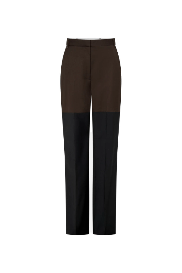 Vault Slim Pant Choc Black by Camilla and Marc, tailored high-rise pant with contrast panels, pressed seams, and a sleek, modern silhouette.
