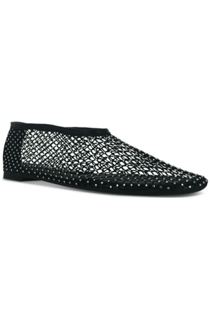 Clarissa Ebony Netting/Clear Crystal by Senso, Black mesh flats with clear crystals and elasticated fit for a chic, comfortable and versatile sparkle.