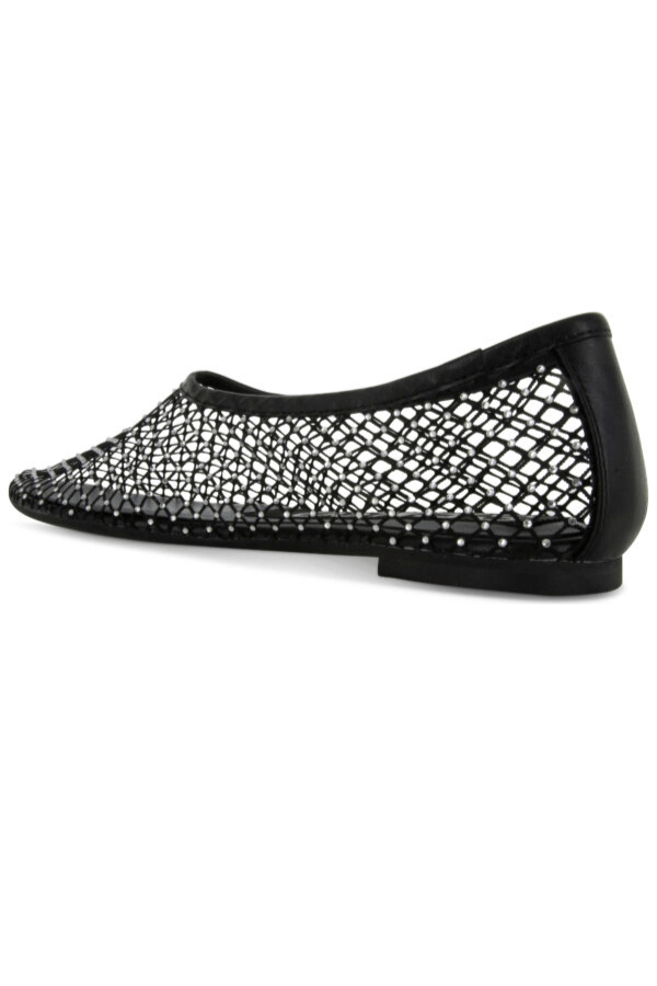 Clarissa Ebony Netting/Clear Crystal by Senso, Black mesh flats with clear crystals and elasticated fit for a chic, comfortable and versatile sparkle.