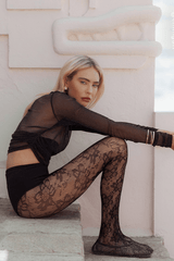Clarissa Ebony Netting/Clear Crystal by Senso, Black mesh flats with clear crystals and elasticated fit for a chic, comfortable and versatile sparkle.