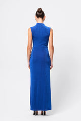 Severance Maxi Dress Cobalt by Effie Kats – a fitted maxi with knot waist and sleek neckline. Perfect for event styling.