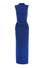 Severance Maxi Dress Cobalt by Effie Kats – a fitted maxi with knot waist and sleek neckline. Perfect for event styling.