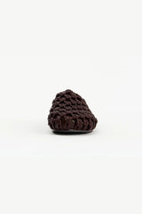 Shay in Choc by Alias Mae, a woven leather rounded-toe mule in rich chocolate brown with slip-on silhouette.