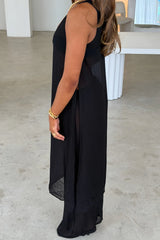 Sheer Tunic Dress Black by Sneaky Link – a sheer viscose tunic with relaxed fit and fluid drape. Perfect for layered styling.