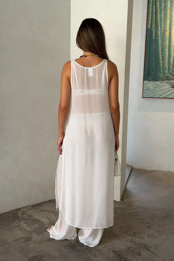 Sheer Tunic Dress White — Maxi Dresses Sheer Tunic Dress White — Maxi Dresses