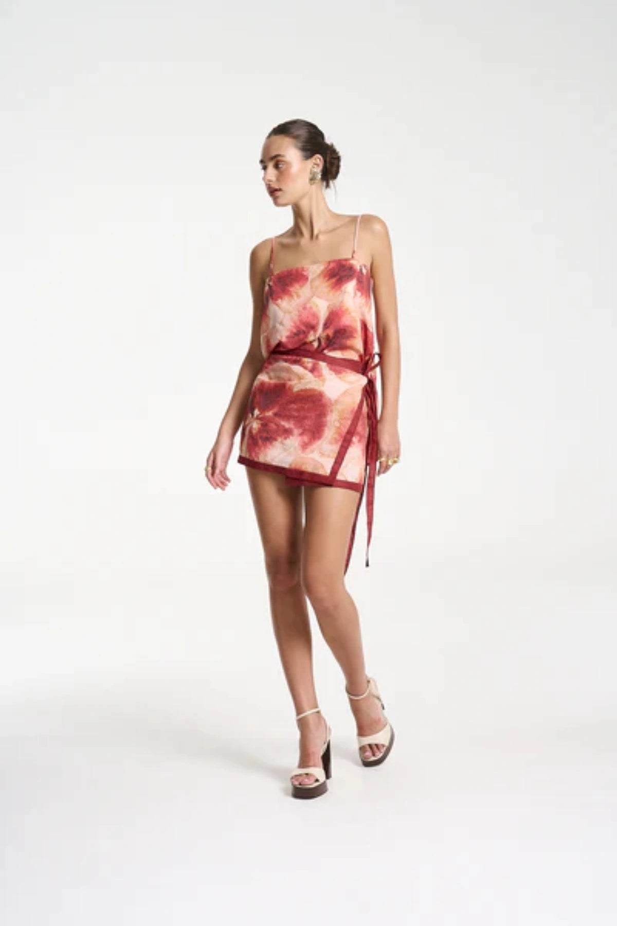 Shift Tunic Top by Summi Summi — a tencel Aloha-print tunic with adjustable straps and side slits, perfect for breezy summer styling.