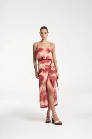 Shift Tunic Top by Summi Summi — a tencel Aloha-print tunic with adjustable straps and side slits, perfect for breezy summer styling.