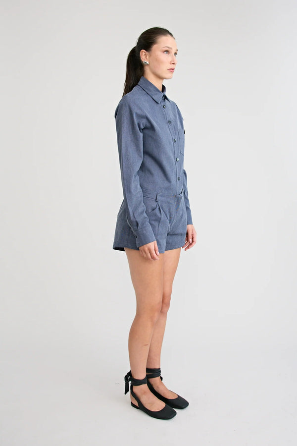 Shop the Dara Denim Shirt by Pfeiffer at Girls with Gems. A slim-fit denim shirt crafted from soft washed raw cotton denim.