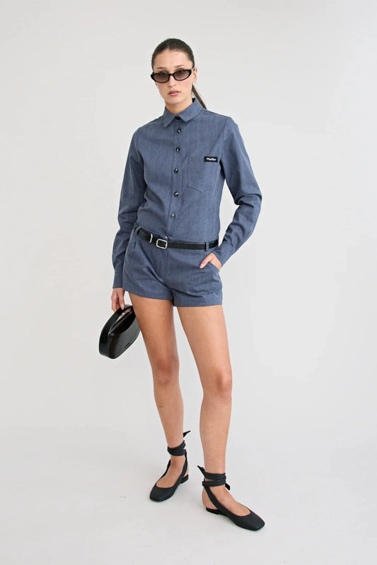 Shop the Dara Denim Short by Pfeiffer at Girls with Gems. A flattering A-line denim short crafted from soft washed raw cotton denim.