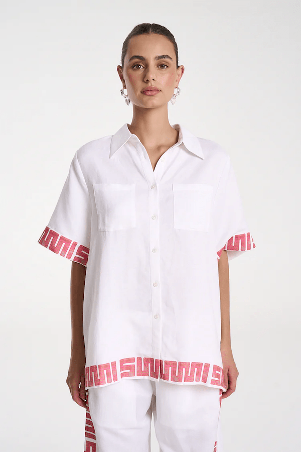 Sig Linen Shirt Neon Plaid by Summi Summi – a boxy shirt with plaid trim and relaxed fit. Perfect for everyday styling.
