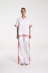 Sig Linen Shirt Neon Plaid by Summi Summi – a boxy shirt with plaid trim and relaxed fit. Perfect for everyday styling.