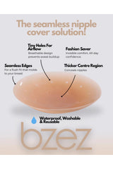 Silicon Nipple Covers with Adhesive by Bzez, ultra-thin breathable reusable silicone covers for seamless invisible coverage.