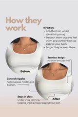 Silicone Nipple Covers Non Adhesive by Bzez - seamless reusable silicone covers with curved contour fit for invisible wear under fitted clothing.